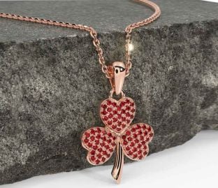 Ruby Rose Gold Silver Shamrock Necklace