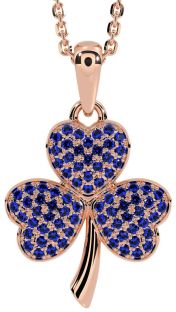 Sapphire Rose Gold Silver Shamrock Necklace