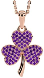 Amethyst Rose Gold Shamrock Necklace
