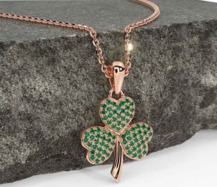 Emerald Rose Gold Shamrock Necklace