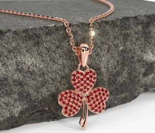 Ruby Rose Gold Shamrock Necklace