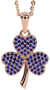 Sapphire Rose Gold Shamrock Necklace