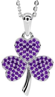 Amethyst Silver Shamrock Necklace