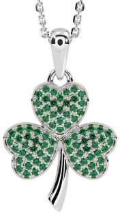 Emerald Silver Shamrock Necklace