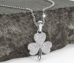Diamond White Gold Shamrock Necklace