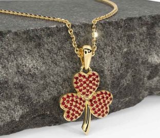 Ruby Gold Shamrock Necklace