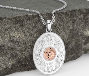 White Rose Gold Celtic Warrior Necklace