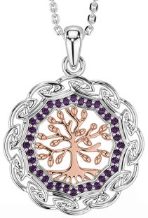 Alexandrite Rose Gold Silver Celtic Tree of Life Necklace