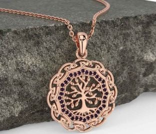 Alexandrite Rose Gold Silver Celtic Tree of Life Necklace