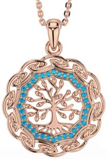 Topaz Rose Gold Silver Celtic Tree of Life Necklace