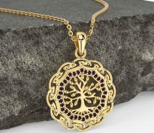Alexandrite Gold Silver Celtic Tree of Life Necklace