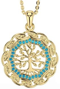 Topaz Gold Silver Celtic Tree of Life Necklace