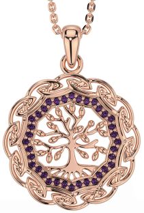 Alexandrite Rose Gold Celtic Tree of Life Necklace