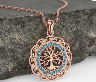 Topaz Rose Gold Celtic Tree of Life Necklace