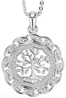 Diamond Silver Celtic Tree of Life Necklace