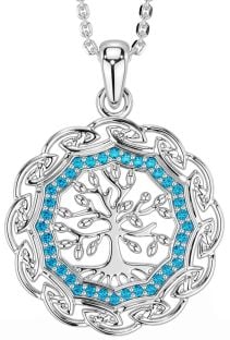 Topaz Silver Celtic Tree of Life Necklace