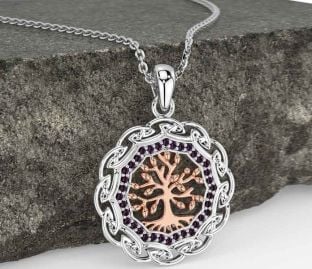 Alexandrite Rose Gold Silver Celtic Tree of Life Necklace