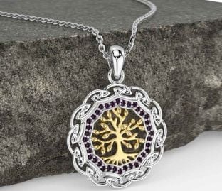 Alexandrite Gold Silver Celtic Tree of Life Necklace
