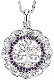 Alexandrite White Gold Celtic Tree of Life Necklace