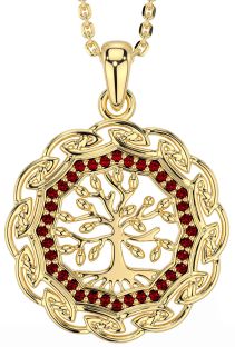 Celtic Garnet Gold Colier Arborele Vieții