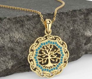 Topaz Gold Celtic Tree of Life Necklace