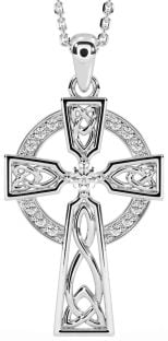 Diamond Silver Celtic Cross Necklace