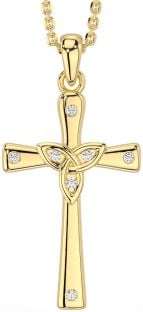 Diamond Gold Celtic Cross Trinity Knot Necklace