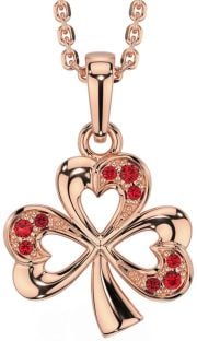 Ruby Rose Gold Silver Shamrock Necklace