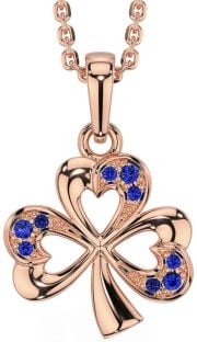 Sapphire Rose Gold Silver Shamrock Necklace