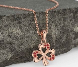 Ruby Rose Gold Shamrock Necklace