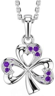 Amethyst Silver Shamrock Necklace