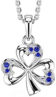 Sapphire Silver Shamrock Necklace