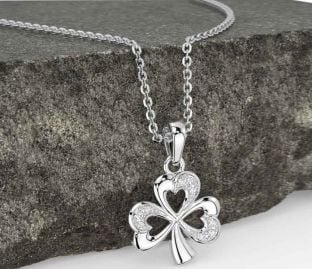 Diamond White Gold Shamrock Necklace