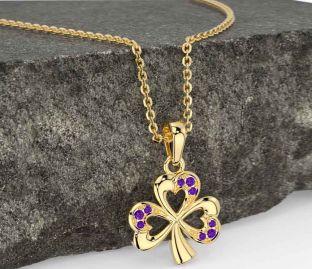 Amethyst Gold Shamrock Necklace