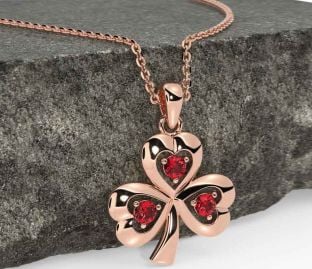 Ruby Rose Gold Silver Shamrock Necklace