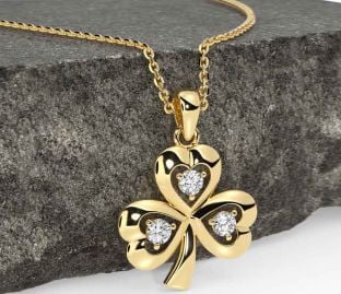 Diamond Gold Silver Shamrock Necklace
