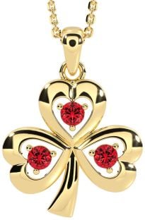 Ruby Gold Silver Shamrock Necklace