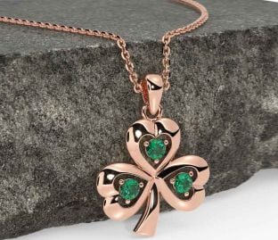 Emerald Rose Gold Shamrock Necklace