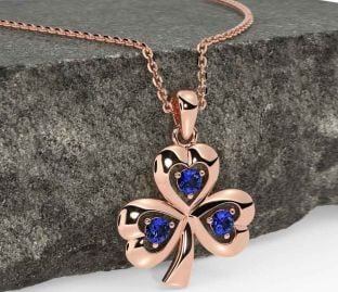 Sapphire Rose Gold Shamrock Necklace