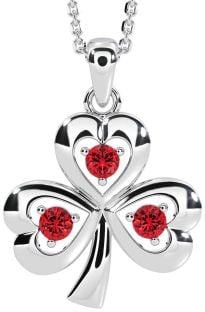 Ruby Silver Shamrock Necklace