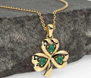 Emerald Gold Shamrock Necklace