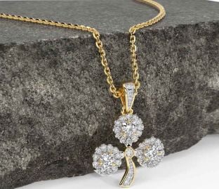 Diamond Gold Silver Shamrock Necklace