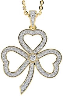 Diamond Gold Silver Shamrock Necklace