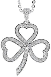 Diamond Silver Shamrock Necklace