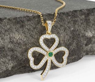 Diamond Emerald Gold Shamrock Necklace