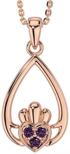 Alexandrite Rose Gold Silver Claddagh Necklace