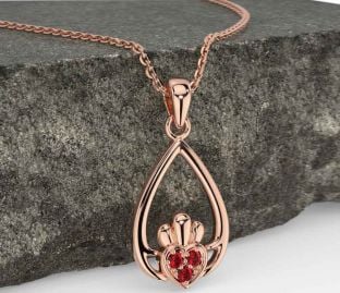 Ruby Rose Gold Silver Claddagh Necklace