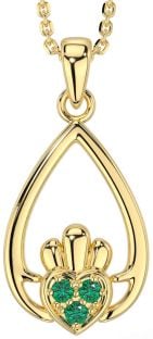 Smaragd Gold Silber Claddagh Halskette