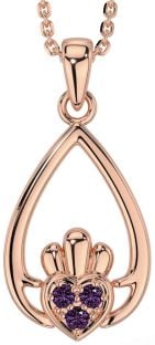 Alexandrite Rose Gold Claddagh Necklace