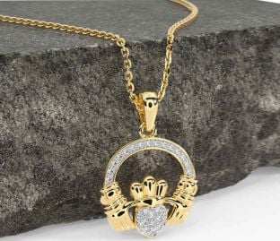Diamond Gold Claddagh Necklace